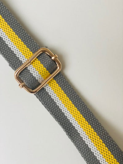 Grey/White/Yellow Stripe Bag Strap