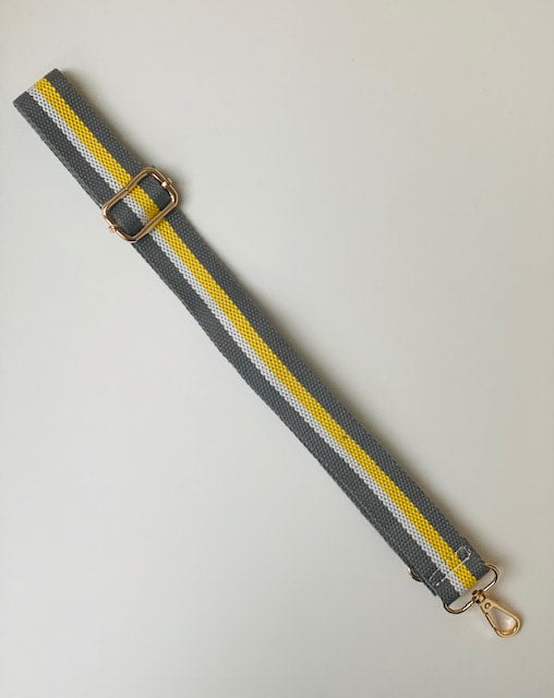 Grey/White/Yellow Stripe Bag Strap