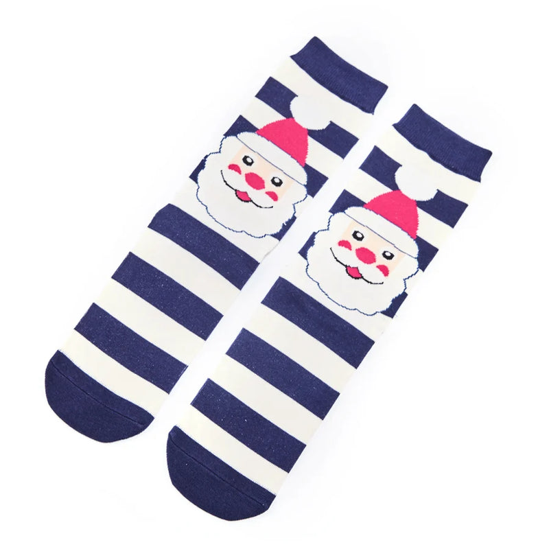 Santa Faces Navy Bamboo Socks