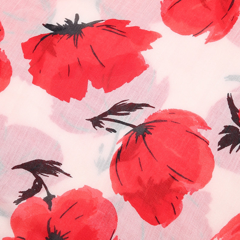 Painted Poppies Scarf White