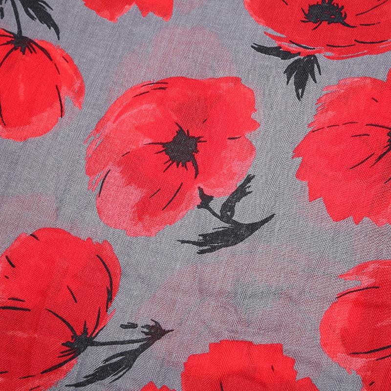 Painted Poppies Scarf Grey