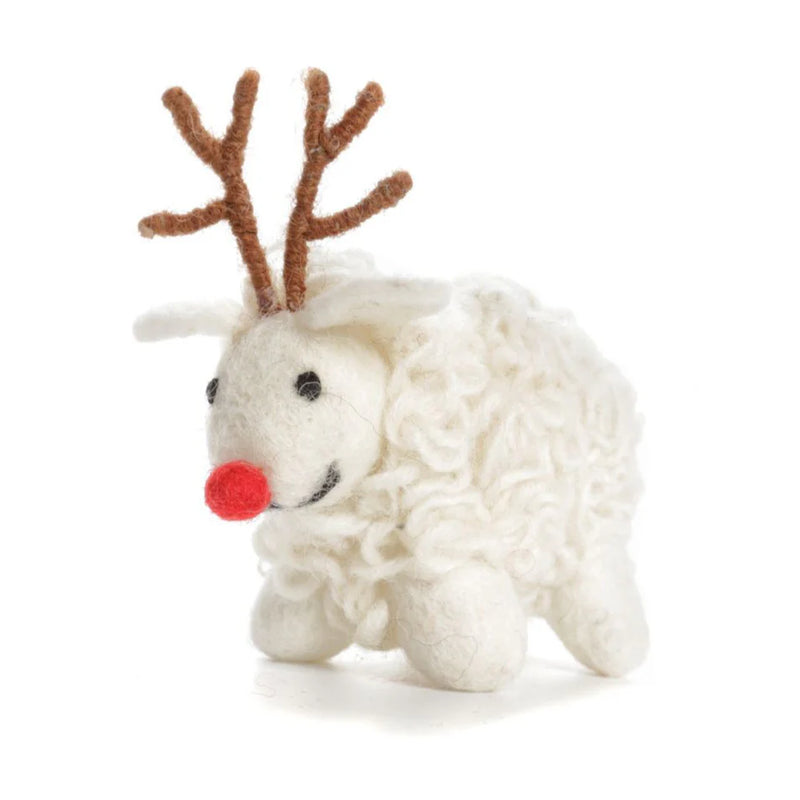 Christmas Sheep With Antlers Decoration