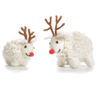 Christmas Sheep With Antlers Decoration