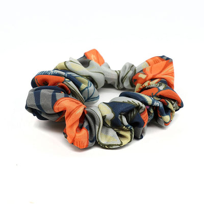 Grey & Orange Set Of Two Scrunchies