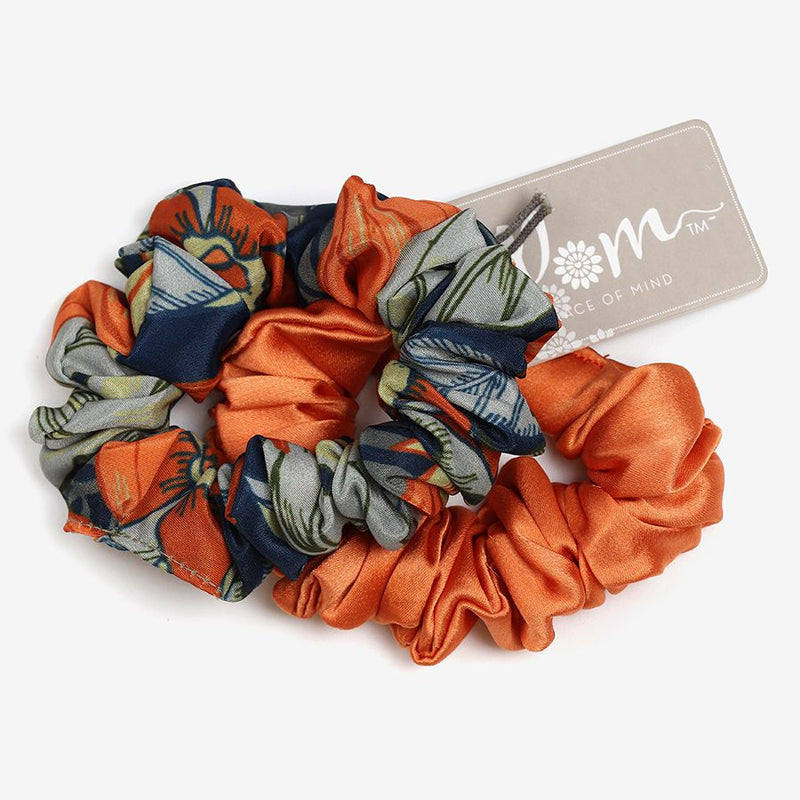 Grey & Orange Set Of Two Scrunchies