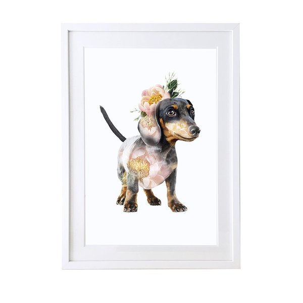 Dachshund Botanical Art Print