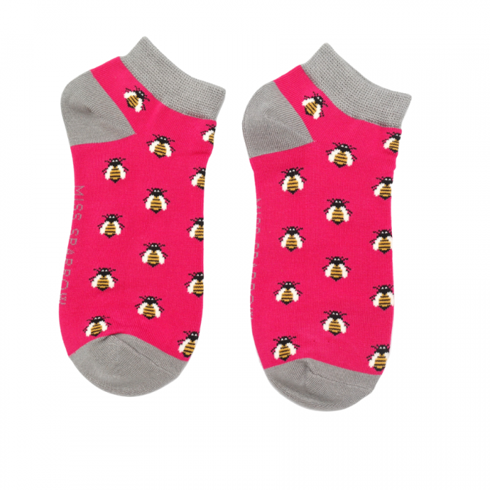 Honey Bee Bamboo Trainer Socks Hot Pink