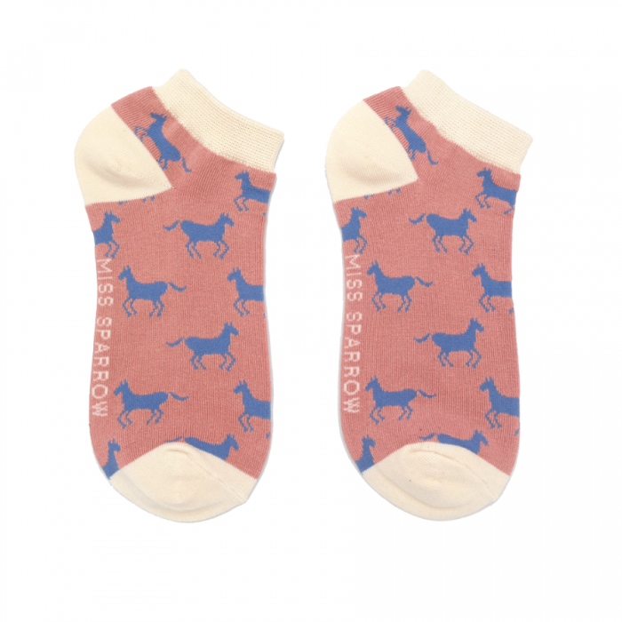 Horses Bamboo Trainer Socks Dusky Pink