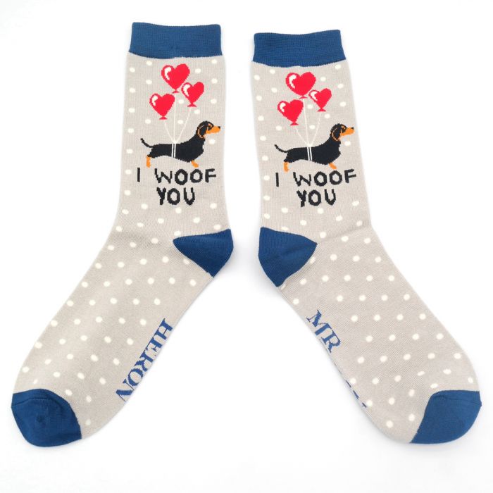 I Woof You Grey Bamboo Socks