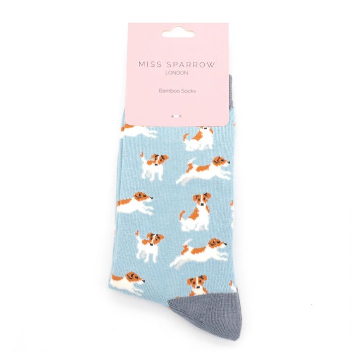 Jack Russell Blue Bamboo Socks