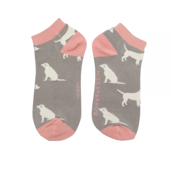 Labradors Bamboo Trainer Socks Mid Grey