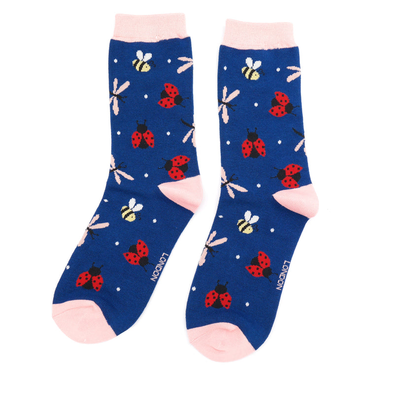 Love Bugs Navy Bamboo Socks