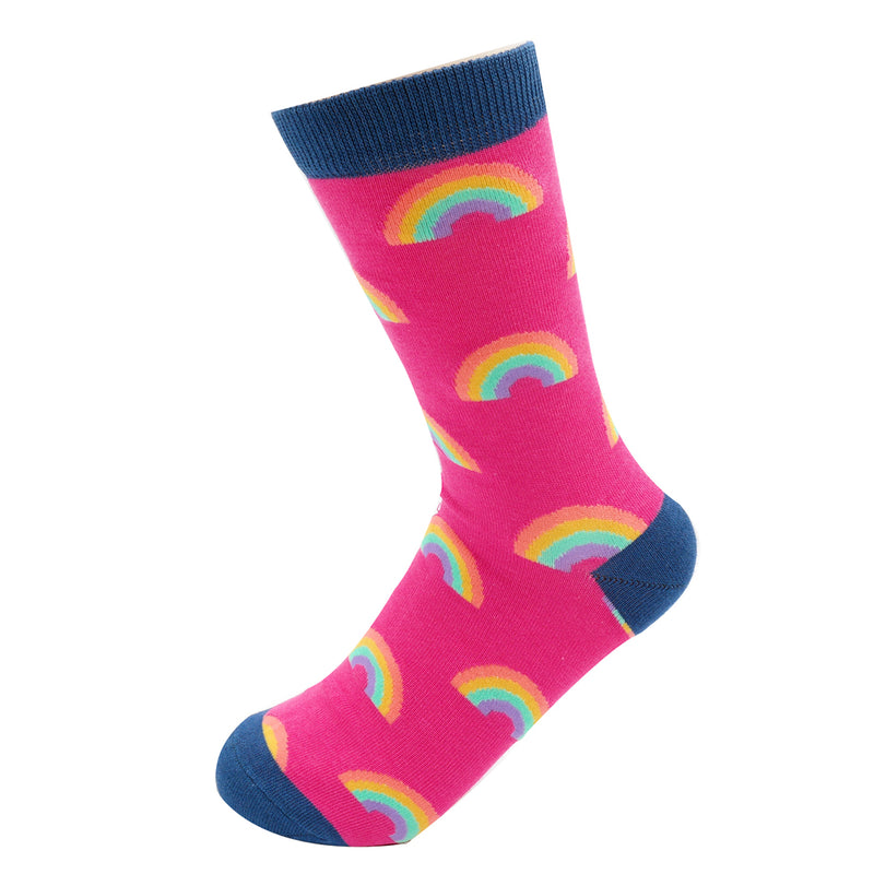 Rainbows Hot Pink Bamboo Socks