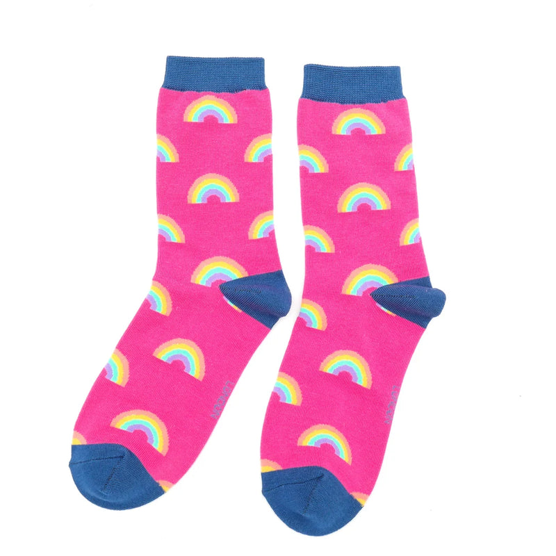 Rainbows Hot Pink Bamboo Socks