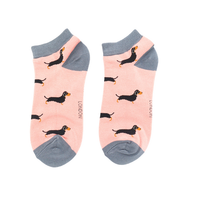 Little Sausage Dog Bamboo Trainer Socks Dusky Pink