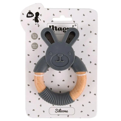 Rabbit Silicone Teething Ring Grey