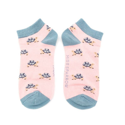 Turtles Bamboo Trainer Socks Pink