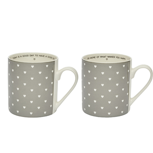 Grey Mugs With Hearts & Message