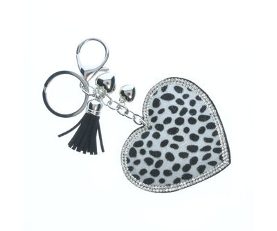 Glittery Heart Leopard Keyring