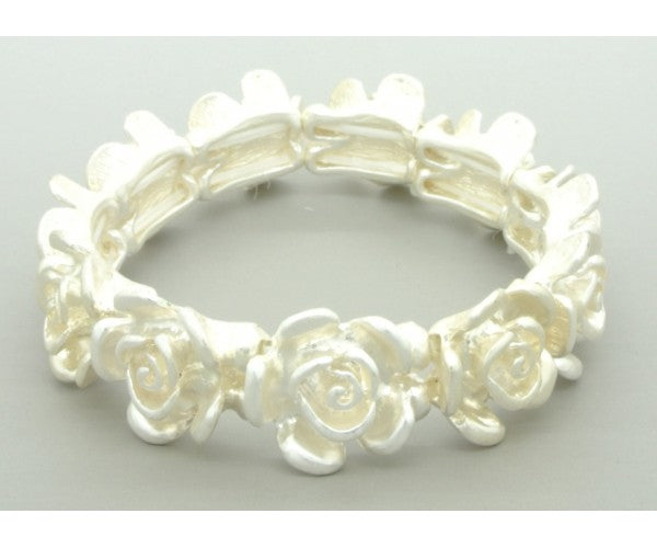 Silver Roses Elastic Bracelet