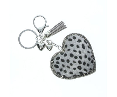 Glittery Heart Leopard Keyring