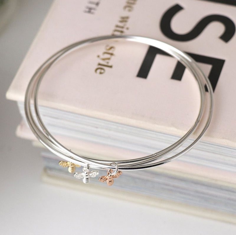 Triple Mixed Bee Bangle Set