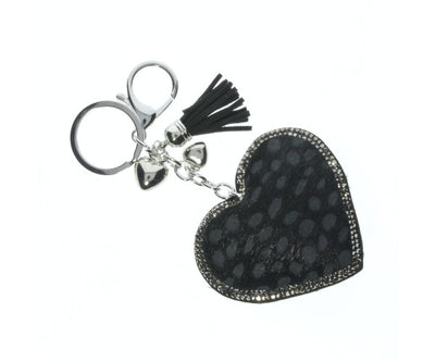 Glittery Heart Leopard Keyring