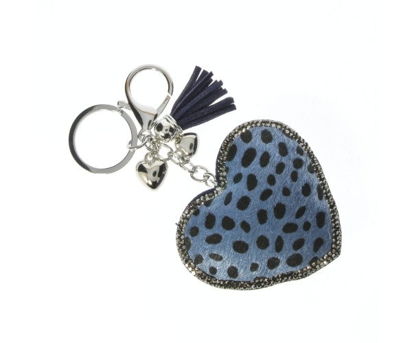 Glittery Heart Leopard Keyring