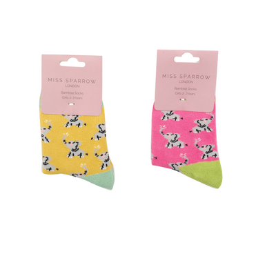 Girls Elephant Yellow Bamboo Socks