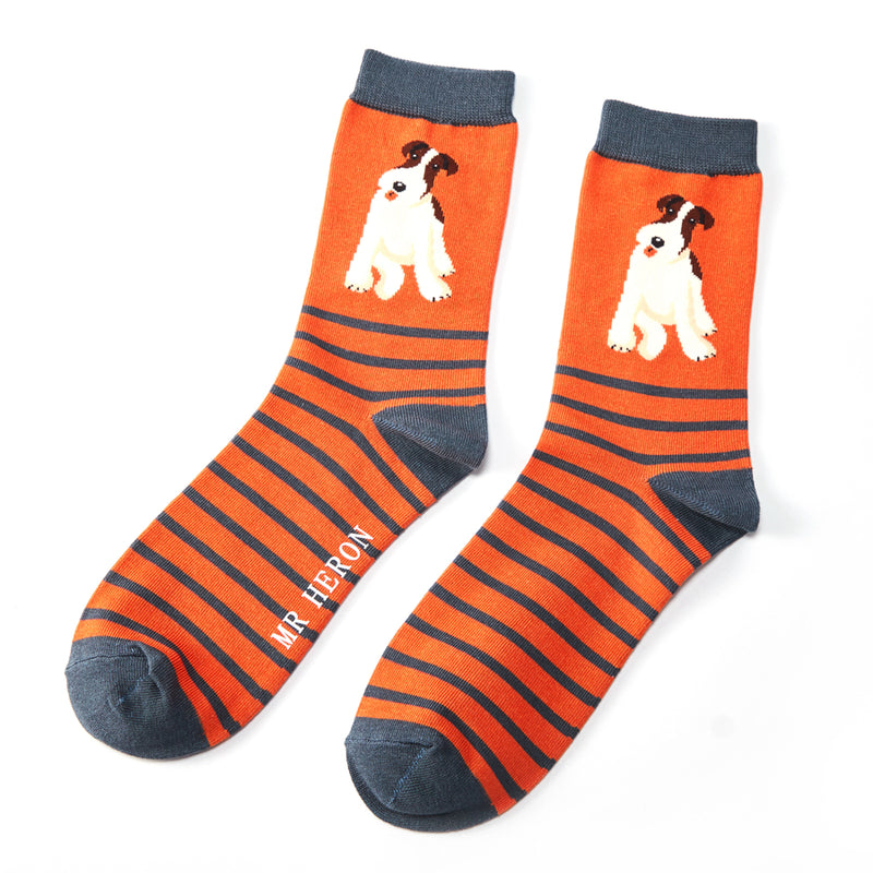 Terrier Stripes Orange Bamboo Socks