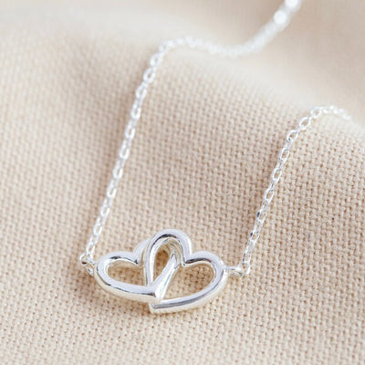 Sterling Silver Interlocking Heart Necklace