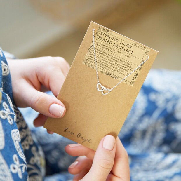 Sterling Silver Interlocking Heart Necklace